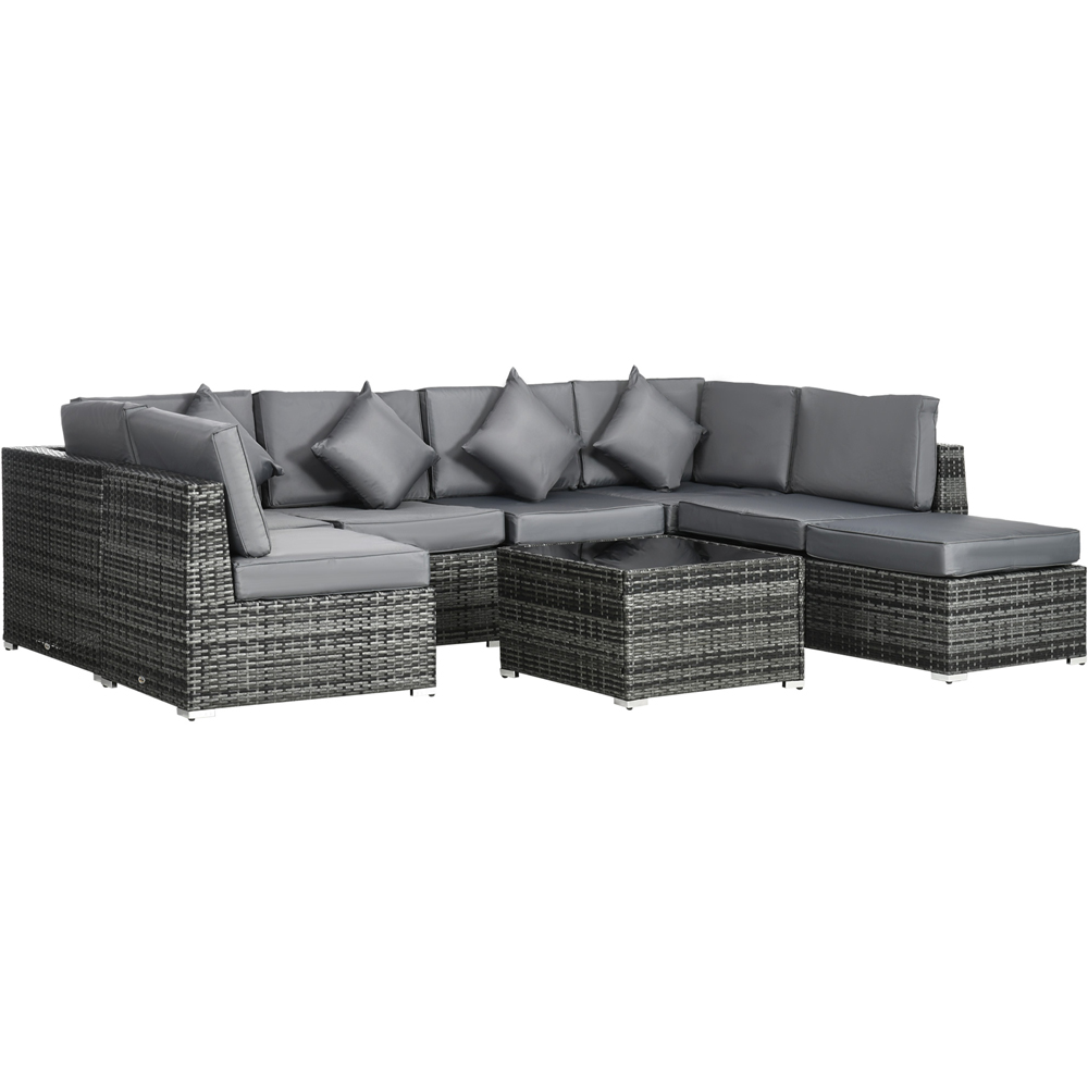 Outsunny 7 Seater Grey PE Rattan Corner Sofa Lounge Set Image 2