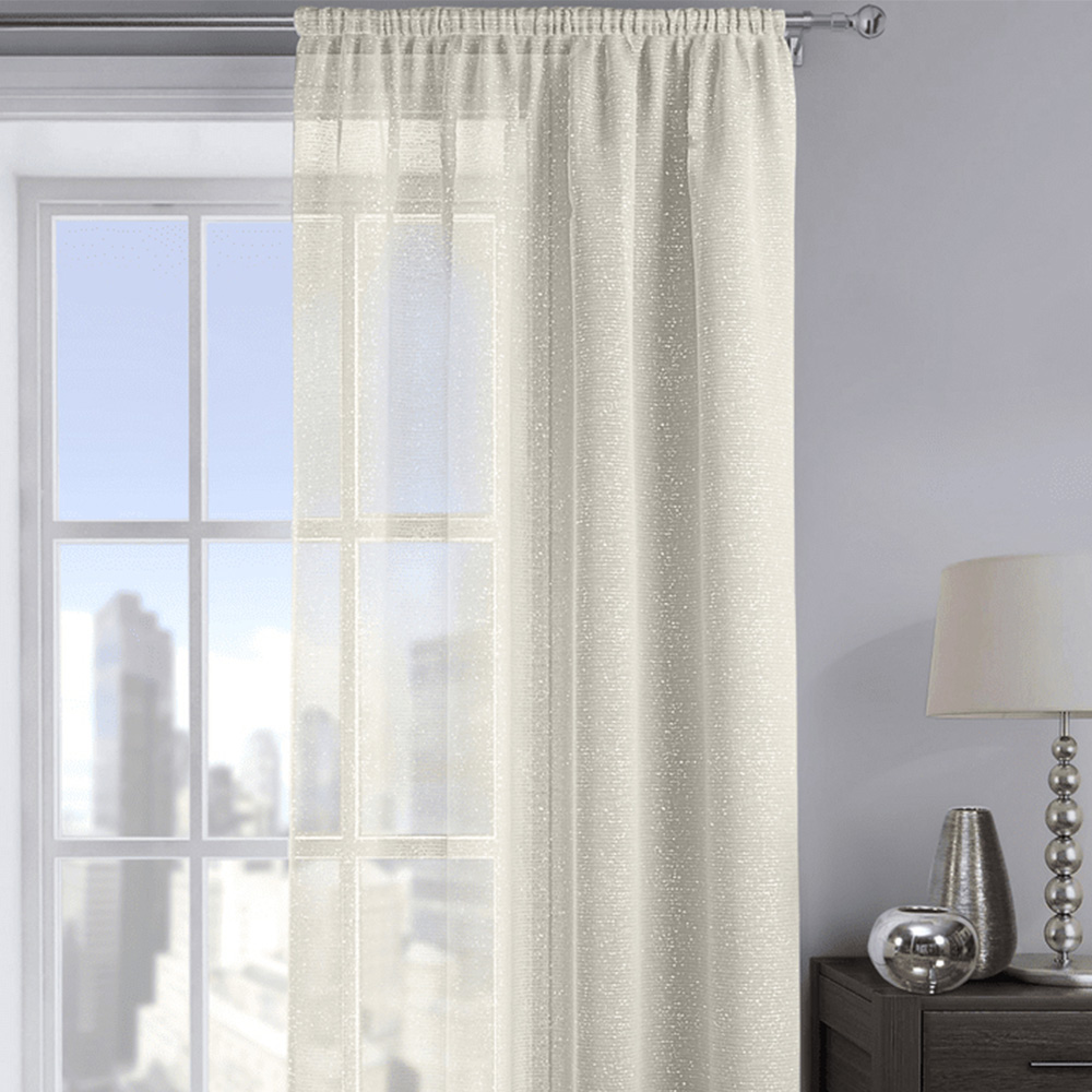Velosso Alessandria Cream Shimmer Voile Panel Curtain 137 x 183cm Image 2