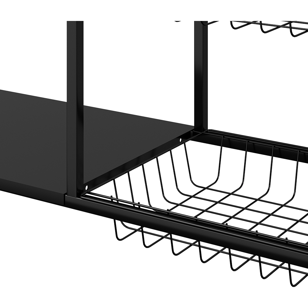 Living and Home 4-Tier Black Microwave Storage Rack on Wheel Image 6