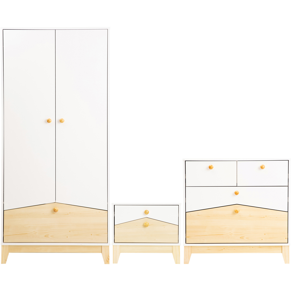 Seconique Cody White and Pine Effect Bedroom Furniture Set 3 Piece Image 2
