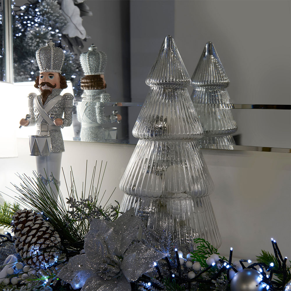 Ribbed Glass Christmas Tree Jar Clear Image 2