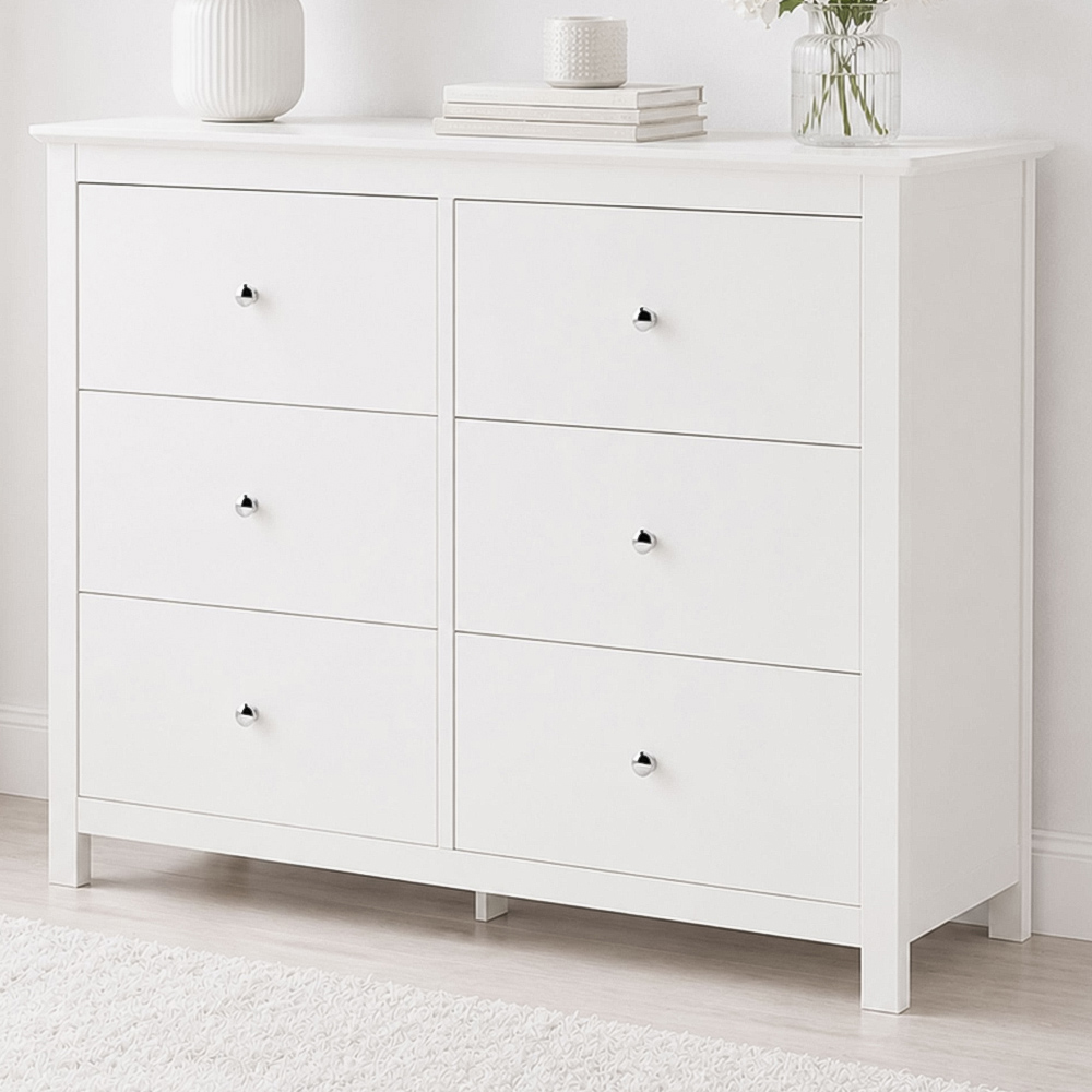Core Products Nairn 6 Drawer White Wide Chest of Drawers Image 1