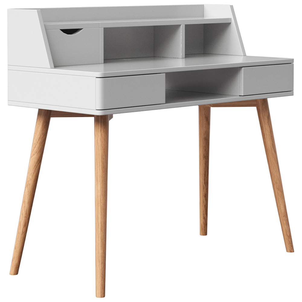 Teamson Home Single Door 2 Drawer 4 Shelf White and Natural Creative Wooden Desk Image 4