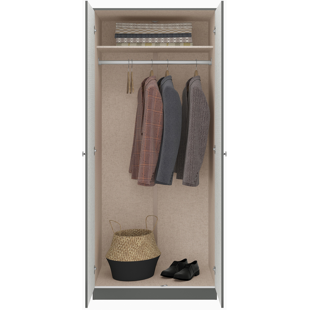Seconique Denver 2 Door Wardrobe Grey Gloss Bedroom Furniture Set Image 6