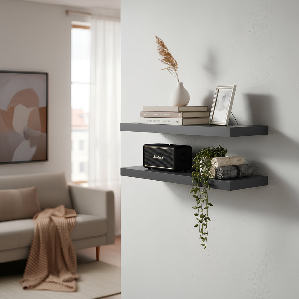 Harbour Housewares 80cm 6 Pack Grey Floating Shelf Image 4