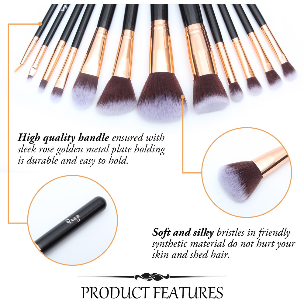 Living and Home 12 Piece Rose Gold Professional Makeup Brush Set Image 6