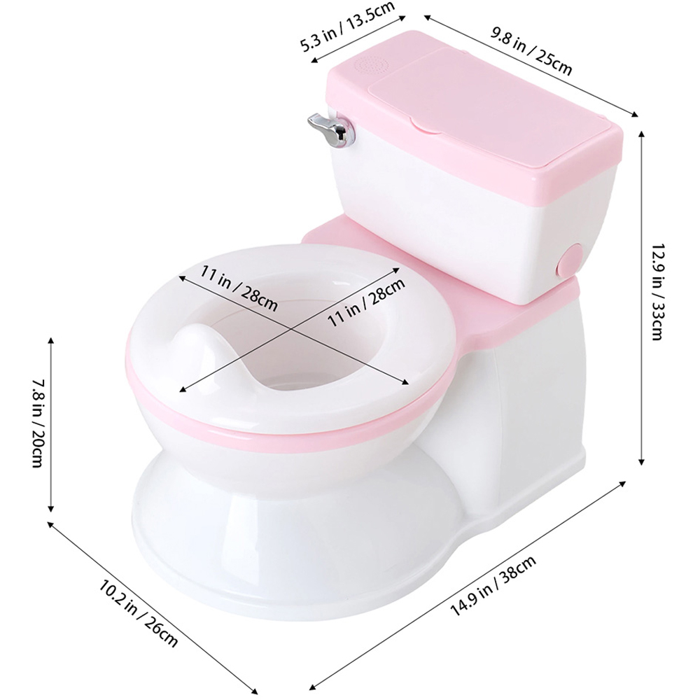 H&O Direct Pink Realistic Baby Potty Training Toilet with Flushing Sound Image 6