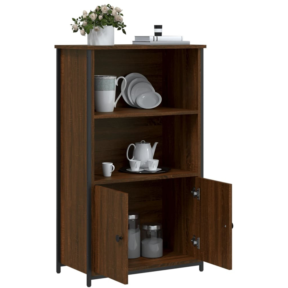 vidaXL 2 Door 2 Shelf Brown Oak Highboard Image 4