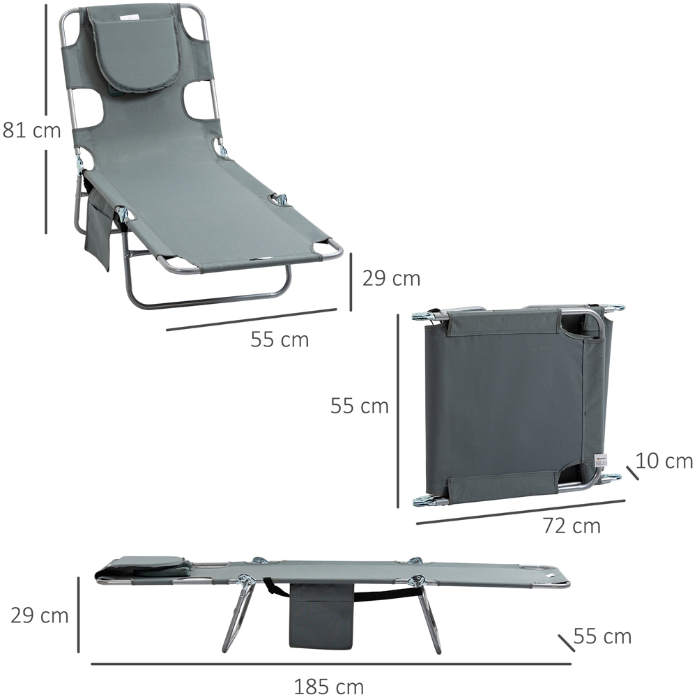 Outsunny Grey 5 Position Sun Lounger Image 8