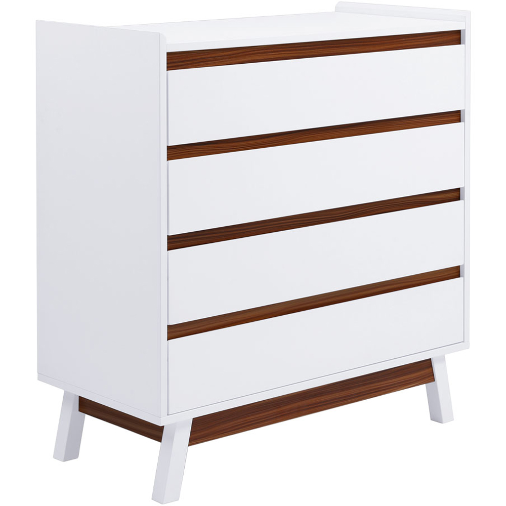 Living and Home 4 Drawer White Wooden Storage Cabinet Image 2