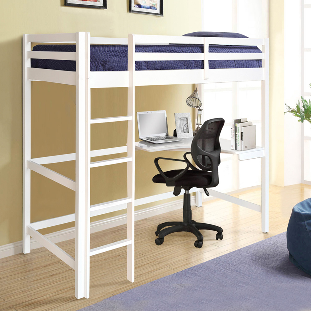 Comfy Living Single White High Sleeper with Corner Desk Image 4