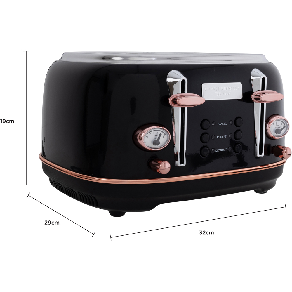 Charles Bentley Black and Rose Gold Kettle and Toaster Set Image 9