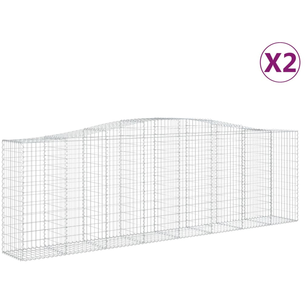 vidaXL Silver Galvanised Iron Arched Gabion Basket 400 x 50 x 120/140cm 2 Pack Image 4