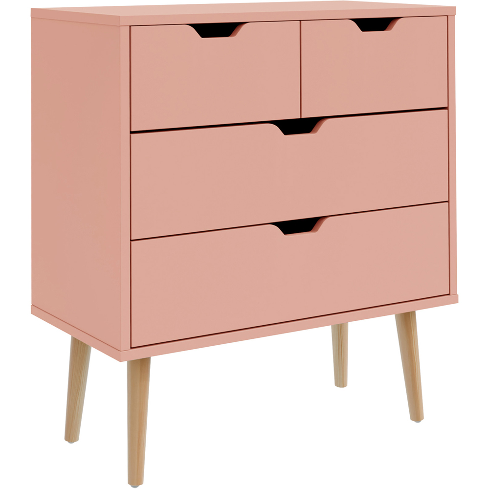 GFW Nyborg 4 Drawer Coral Pink Chest of Drawers Image 2