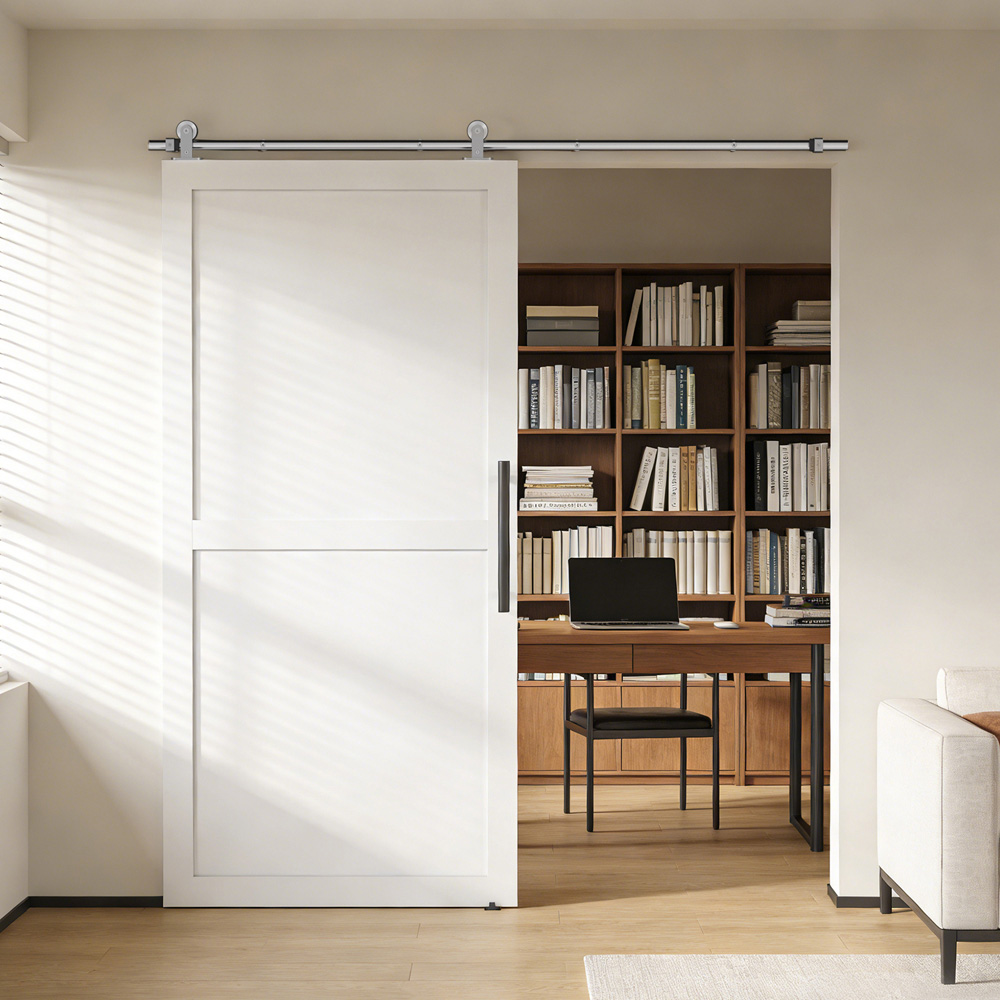 HOMCOM Sliver Tone Smooth Quiet Sliding Door Hardware Kit 180cm Image 3
