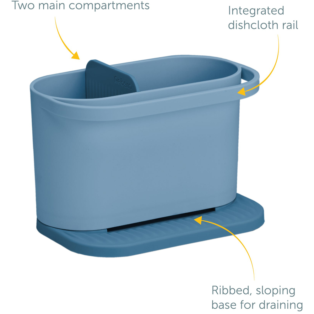 ReBorn Avon Blue Compact Plastic Sink Tidy with Drainage Tray Image 6