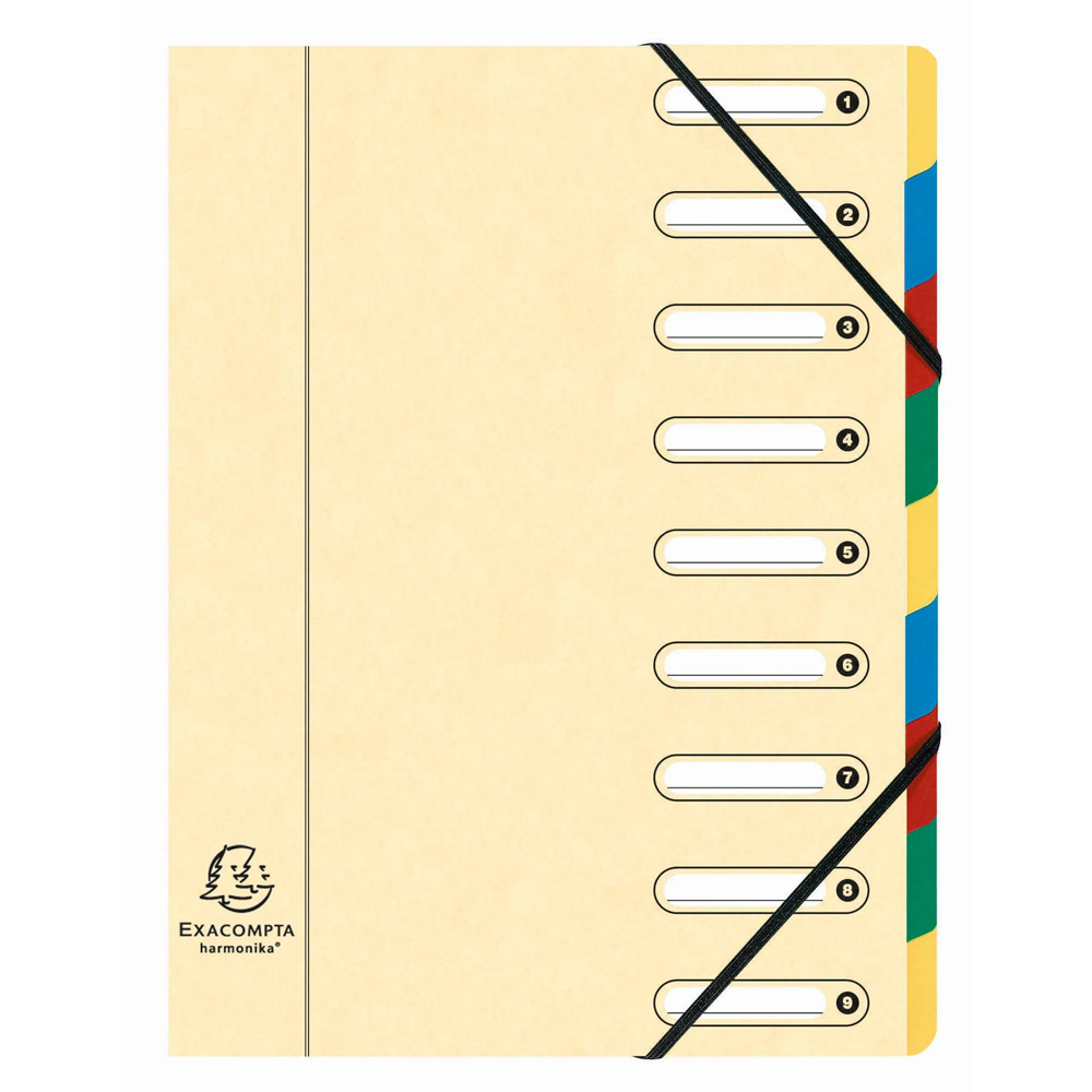 Exacompta Harmonika 9 Sections Assorted Colours A4 Multi Part File 6 Pack Image 4