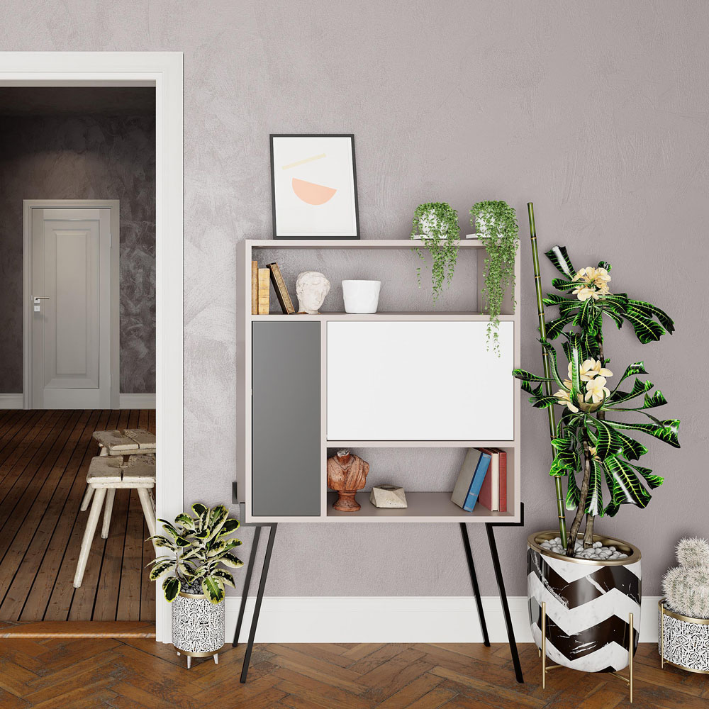 Decortie Tatti Laptop Desk with Shelf Mocha Grey and White Image 6