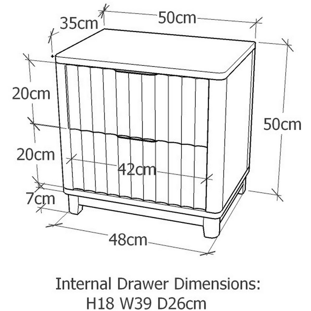 Molino 2 Drawer Grey Bedside Table Image 9