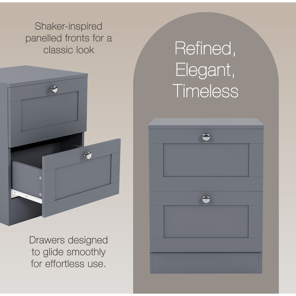 VIDA DESIGNS Altino 2 Drawer Grey Shaker-Style Bedside Chest Image 7