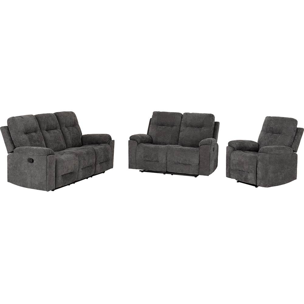 Seconique Guildford 6 Seater Recliner Grey Fabric Sofa Set Image 2