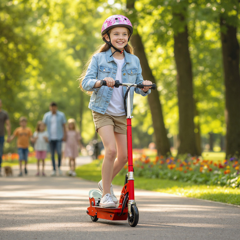 Tommy Toys Red Adjustable Seat and Brake Foldable Powered Kick Scooter Image 2