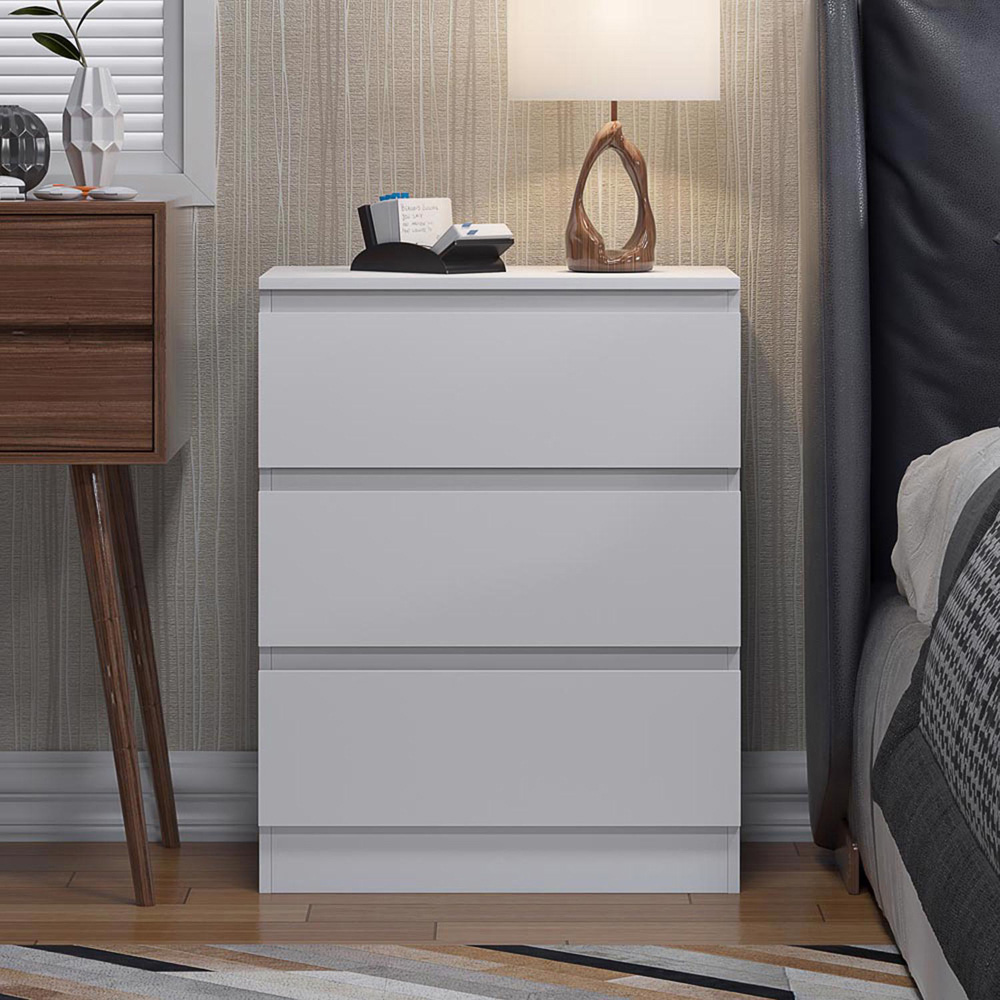 FWStyle Carlton 3 Drawer Matt White Chest of Drawers Image 5