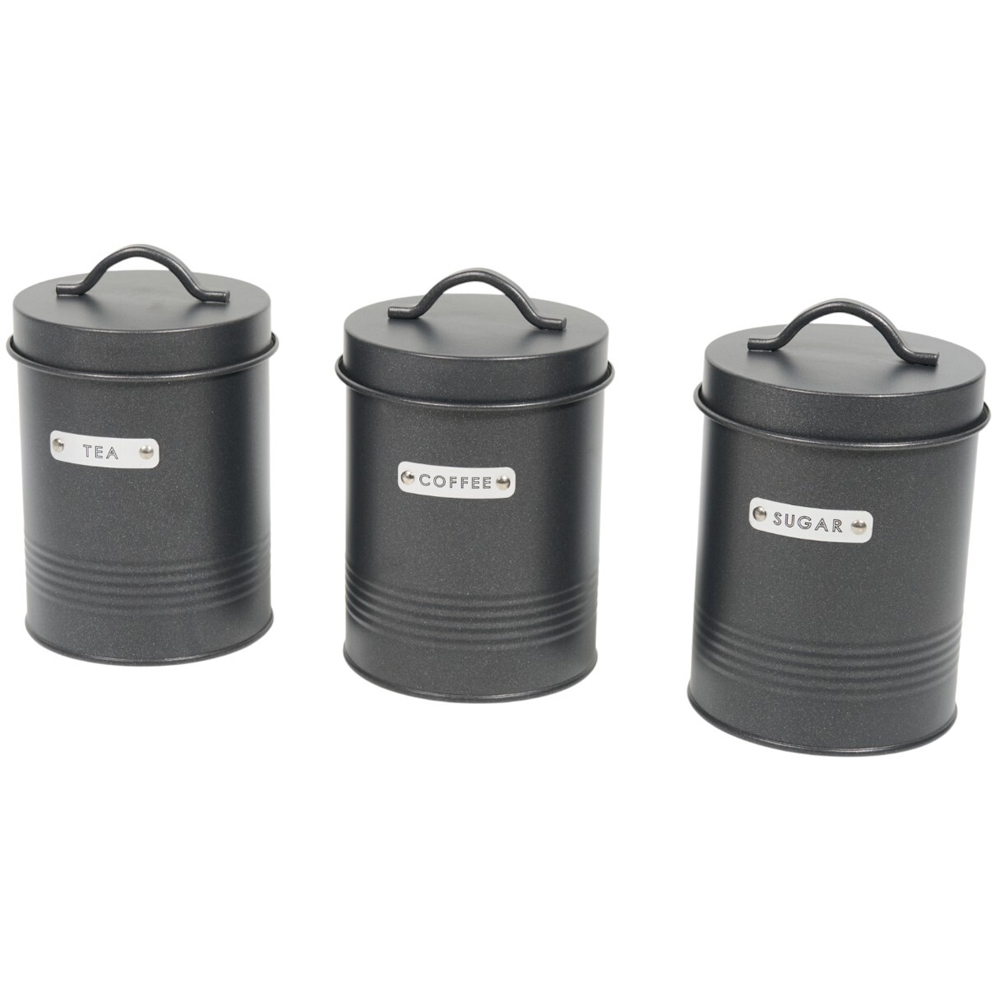 Set of 3 Urban Round Embossed Canisters Black Image 4