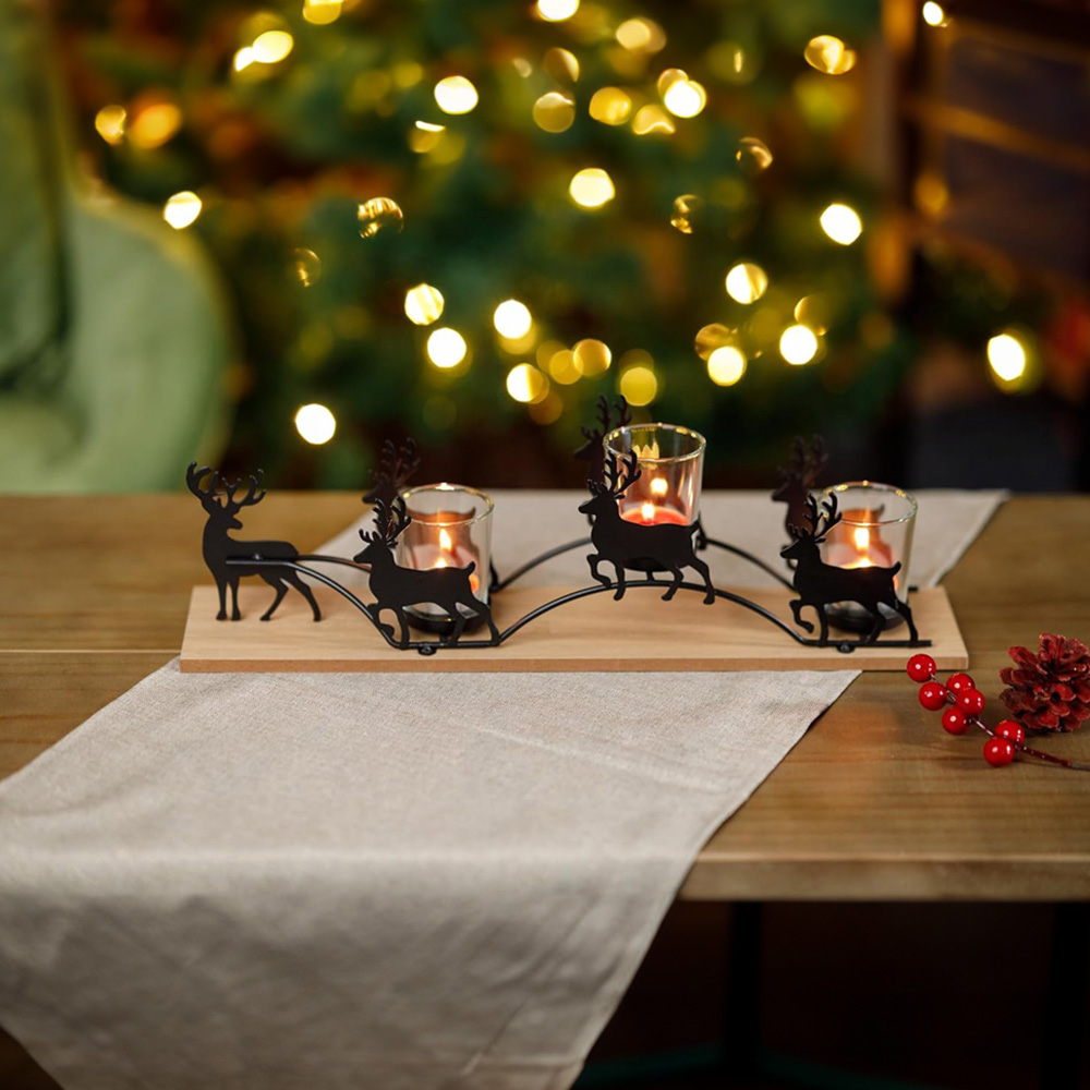 Marco Paul Black Reindeer Sleigh Candle Holder Image 4