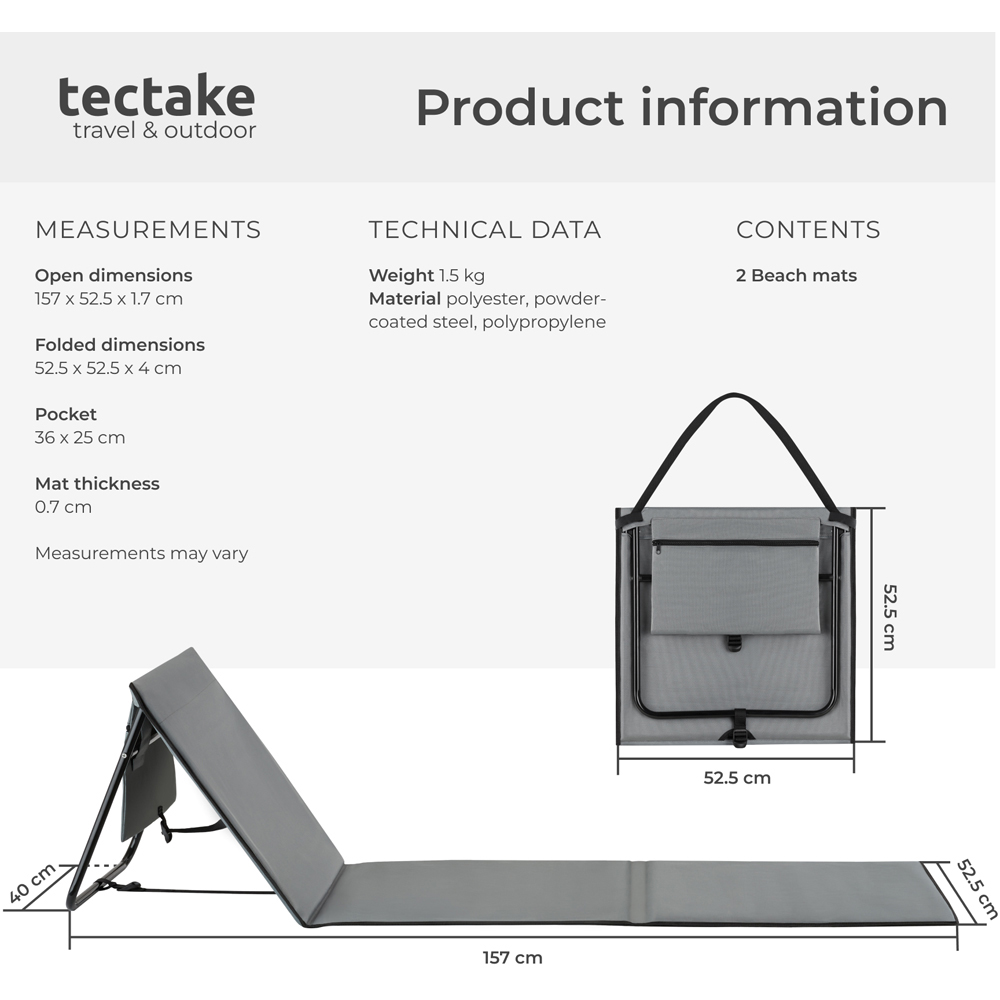 tectake Mina 2 Piece Grey and Blue Sun Lounger Set Image 9