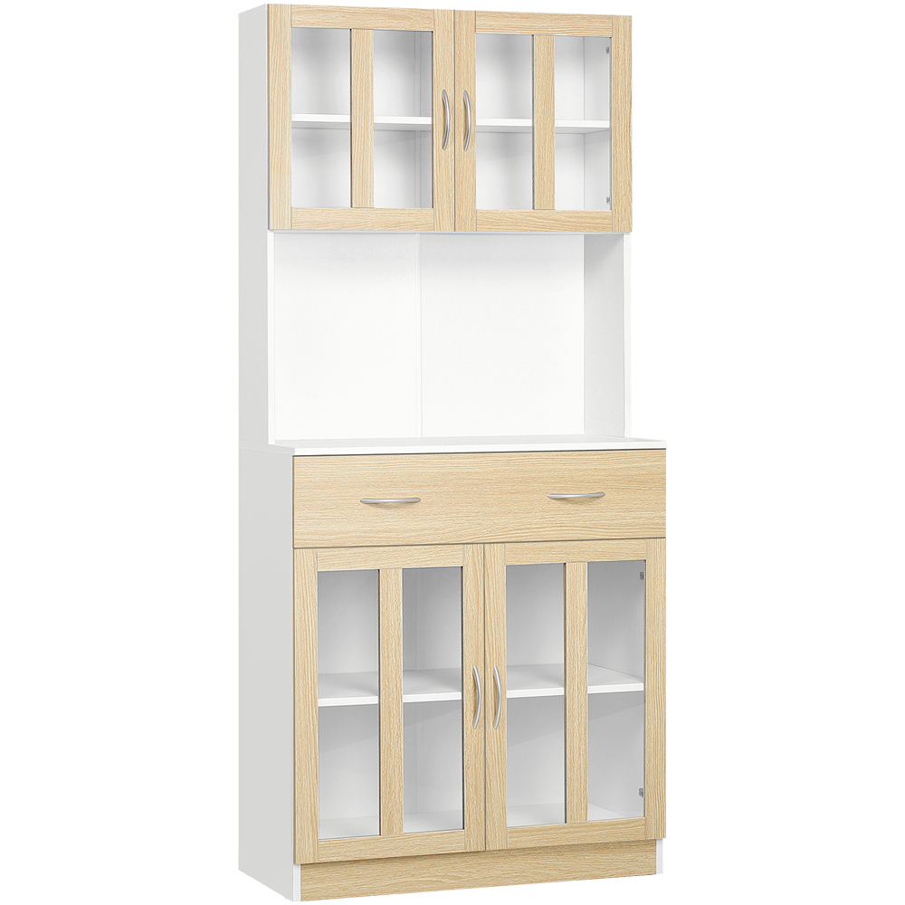Portland 4 Door Single Shelf Single Drawer Natural and White Display Cabinet Image 2