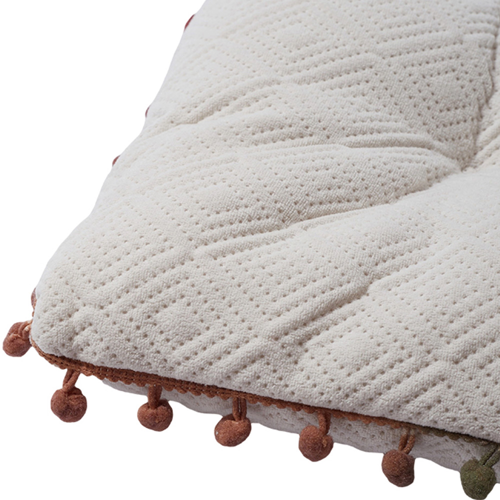 Living and Home White Square Dining Chair Cushion with Pom Poms 40 x 40cm Image 6