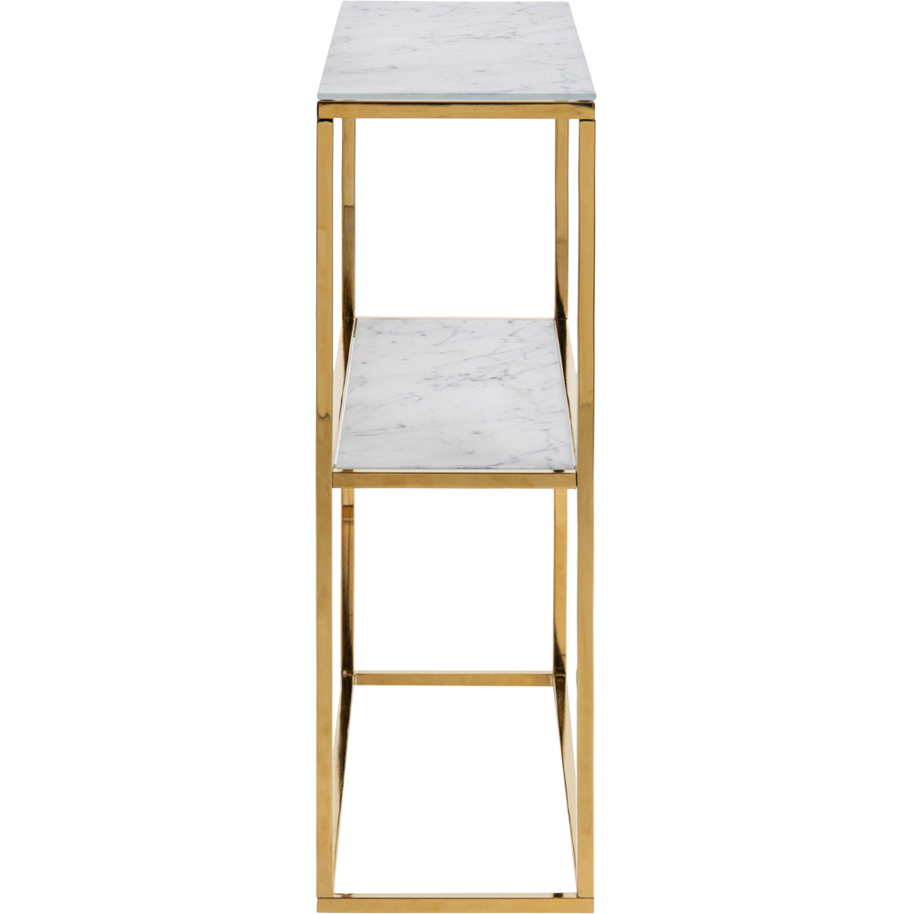 Florence Alisma White Marble Glass Top Console Table Image 3