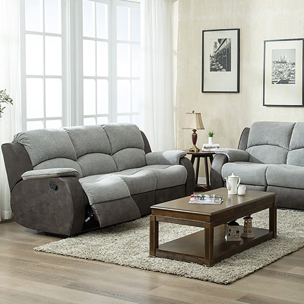 New Charleston 3 Seater Grey Manual Recliner Sofa Image 4