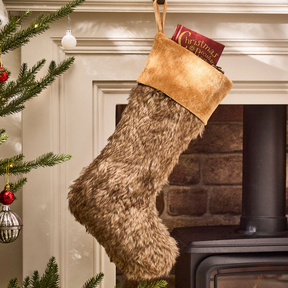 Dibor Beresford Light Brown Faux Fur Stocking Image 2
