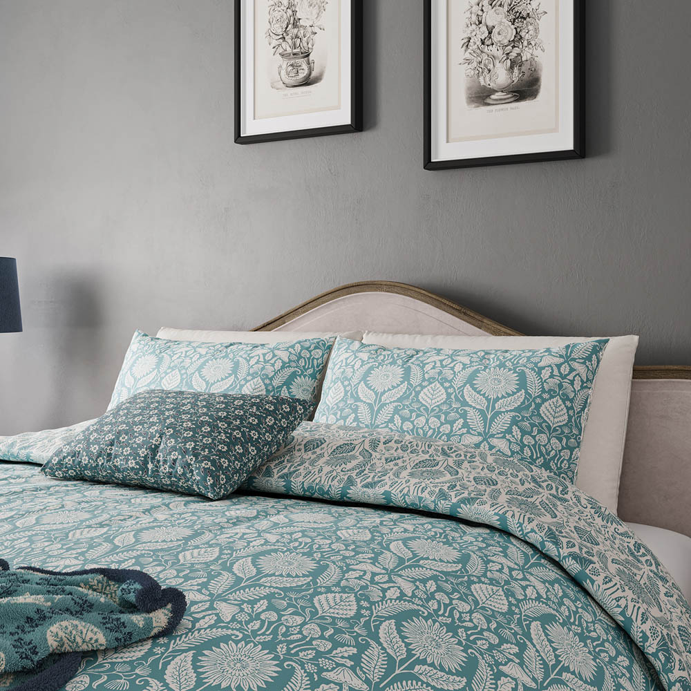 Helena Springfield Super King Size Teal Sunflowers Duvet Set Image 4