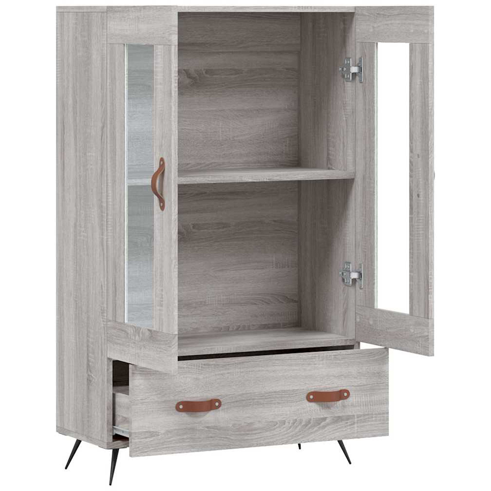 vidaXL 2 Glass Door Single Drawer Grey Sonoma Highboard Image 5