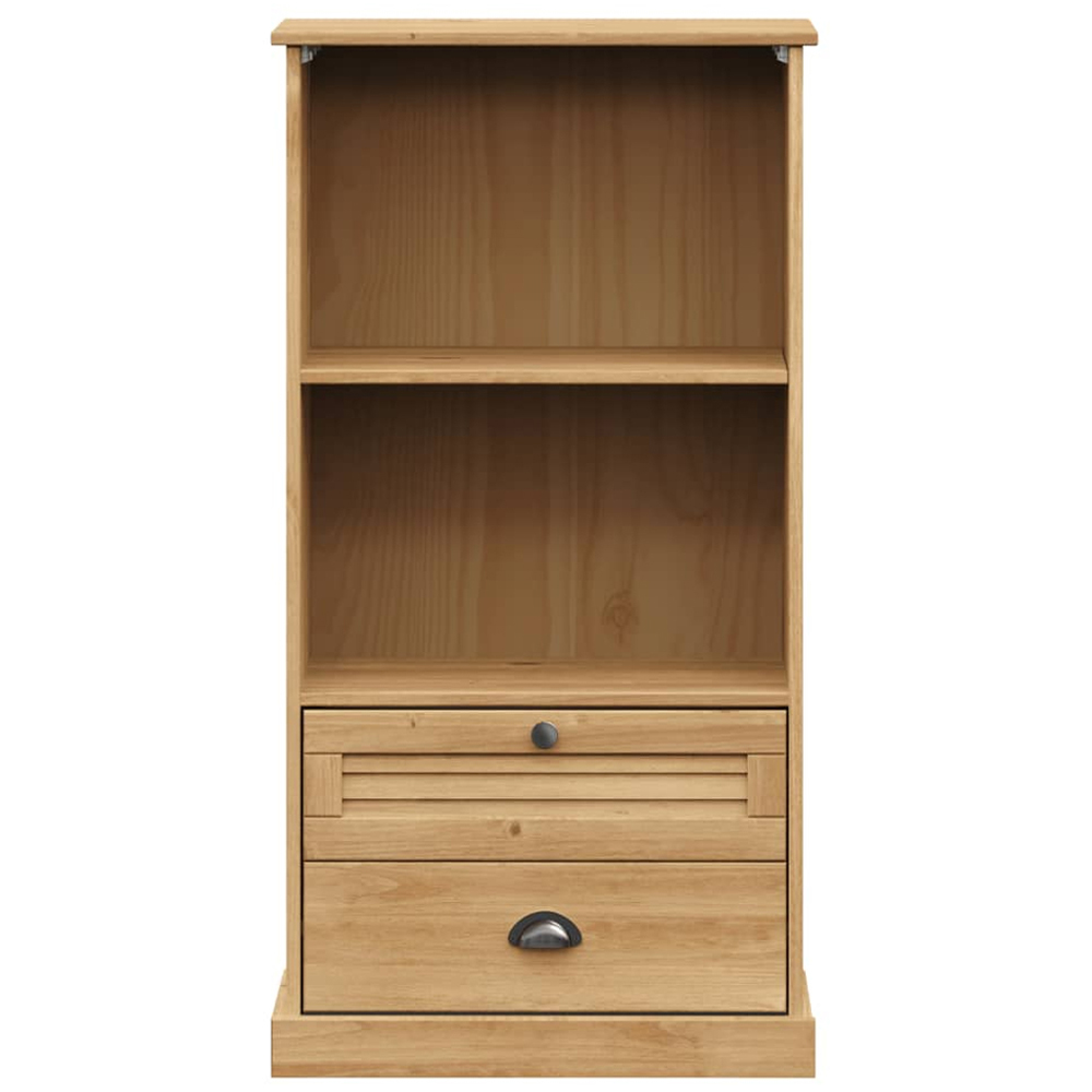 vidaXL Vigo 2 Drawer 2 Shelf Brown Solid Pine Wood Bookcase Image 4