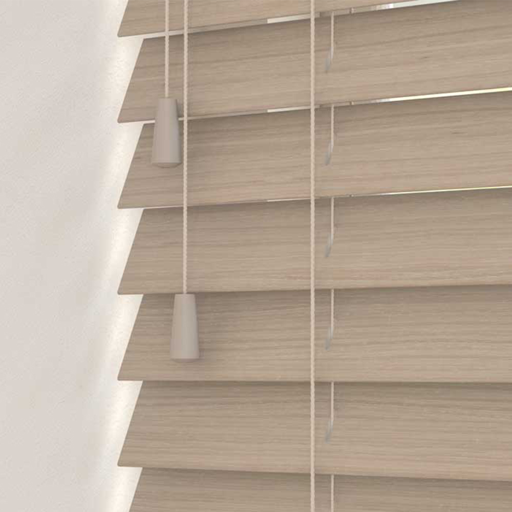 New Edge Blinds Wooden Venetian Blinds with Strings Nordic Oak 120cm Image 2