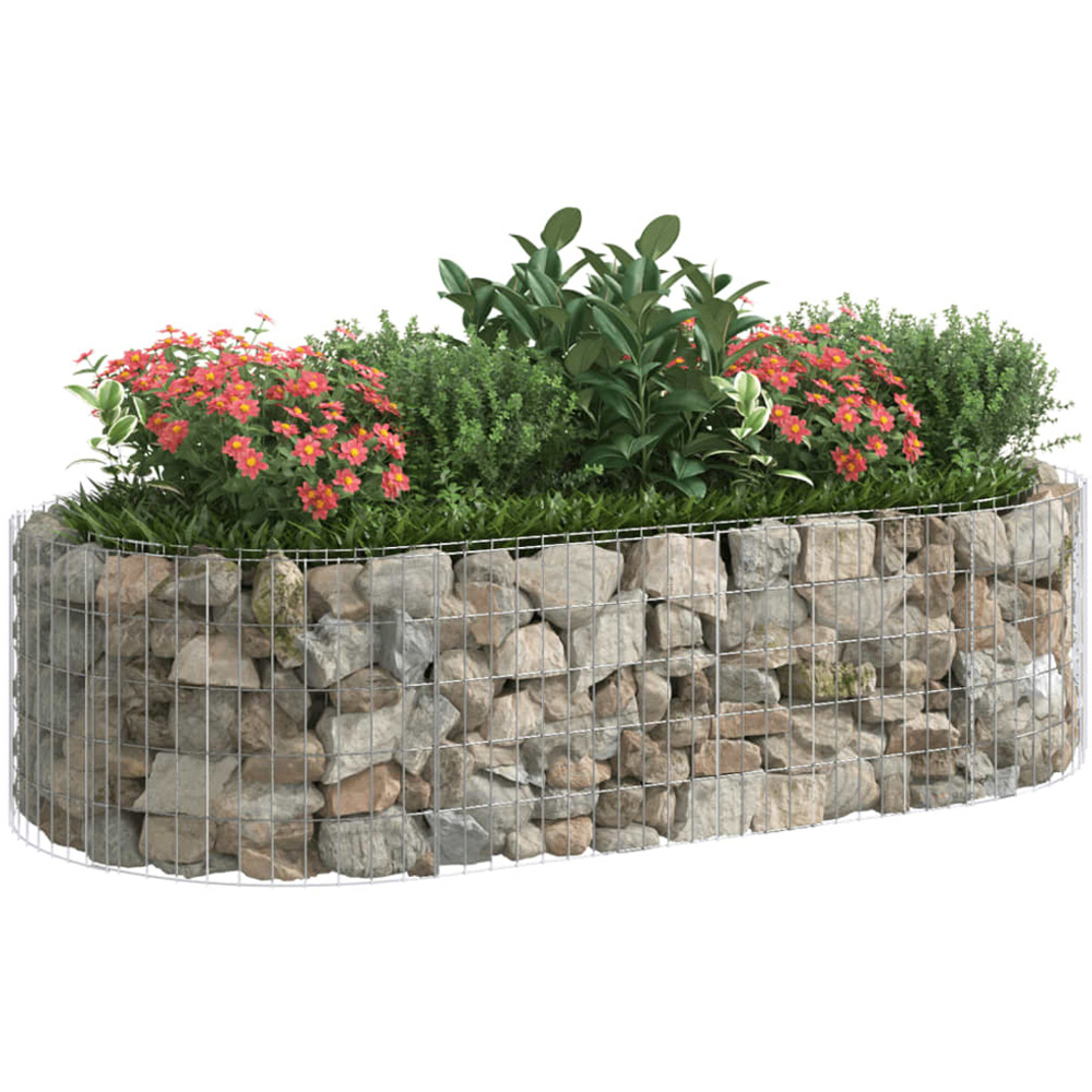 vidaXL Silver Galvanised Iron Gabion Raised Bed 200 x 100 x 50cm Image 3