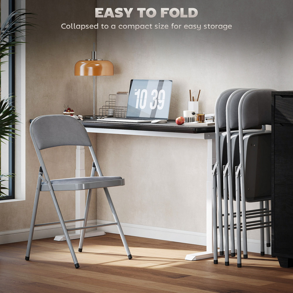 Portland Set of 4 Light Grey Foldable Chair with Cushions Image 7