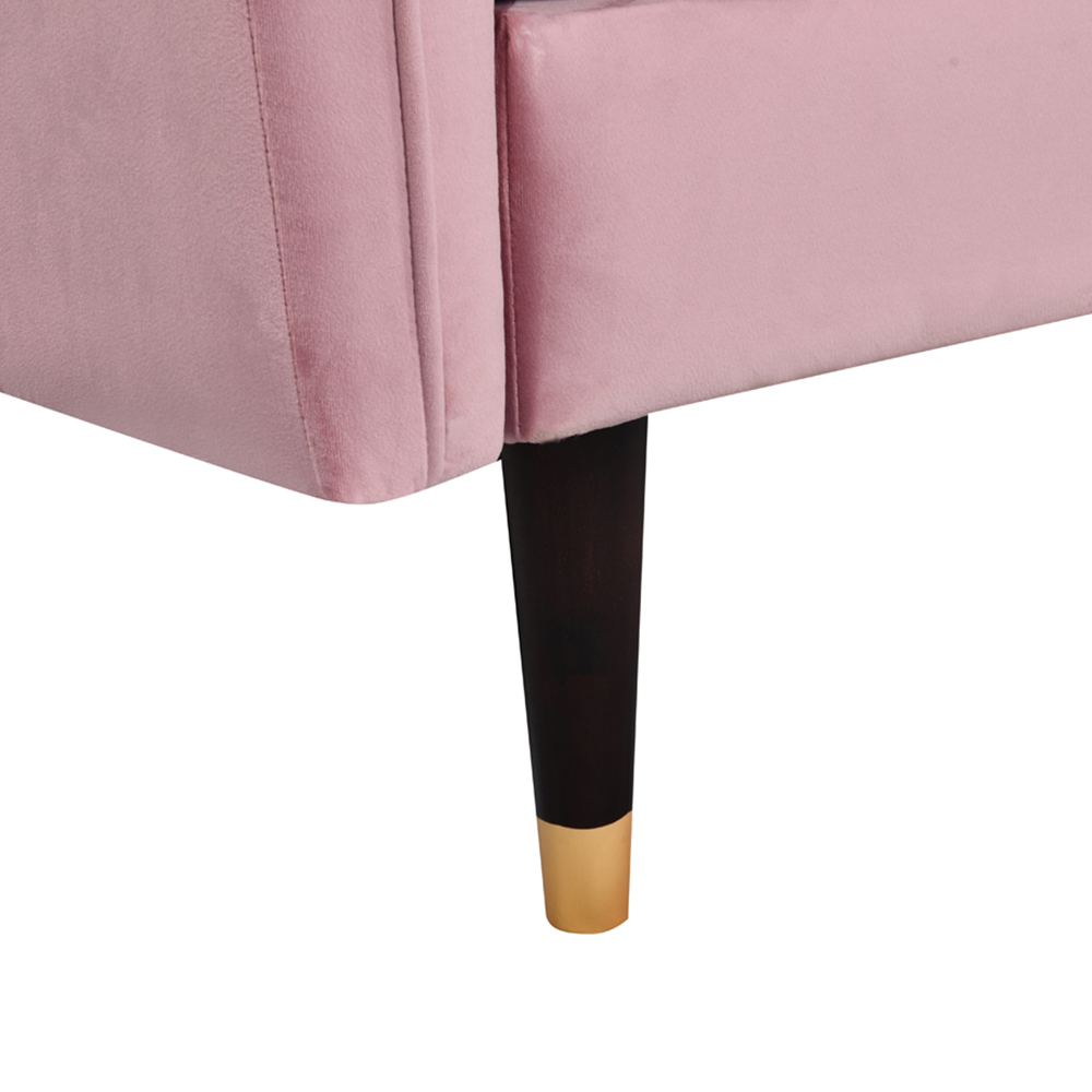 Comfy Living 3 Seater Pink and Gold Plush Velvet Tufted Sofa Bed Image 6