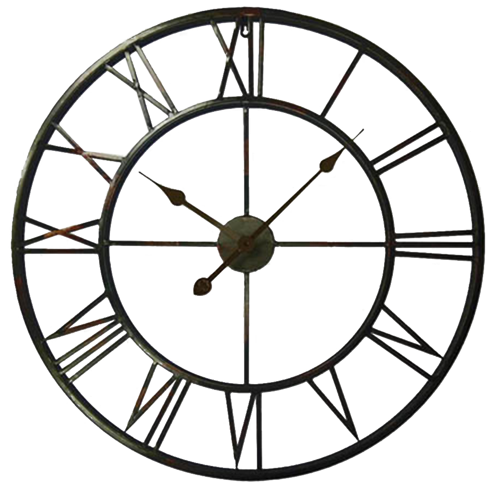 WALPLUS Black Roman Number Wall Clock 76cm Image 1