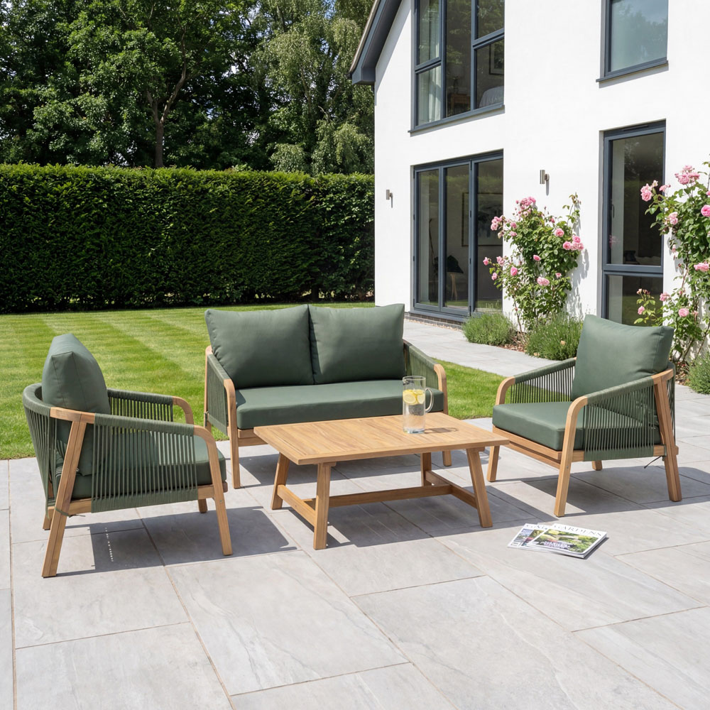 Artemis Home Andria 4 Seater Green Rope Garden Lounge Set Image 3