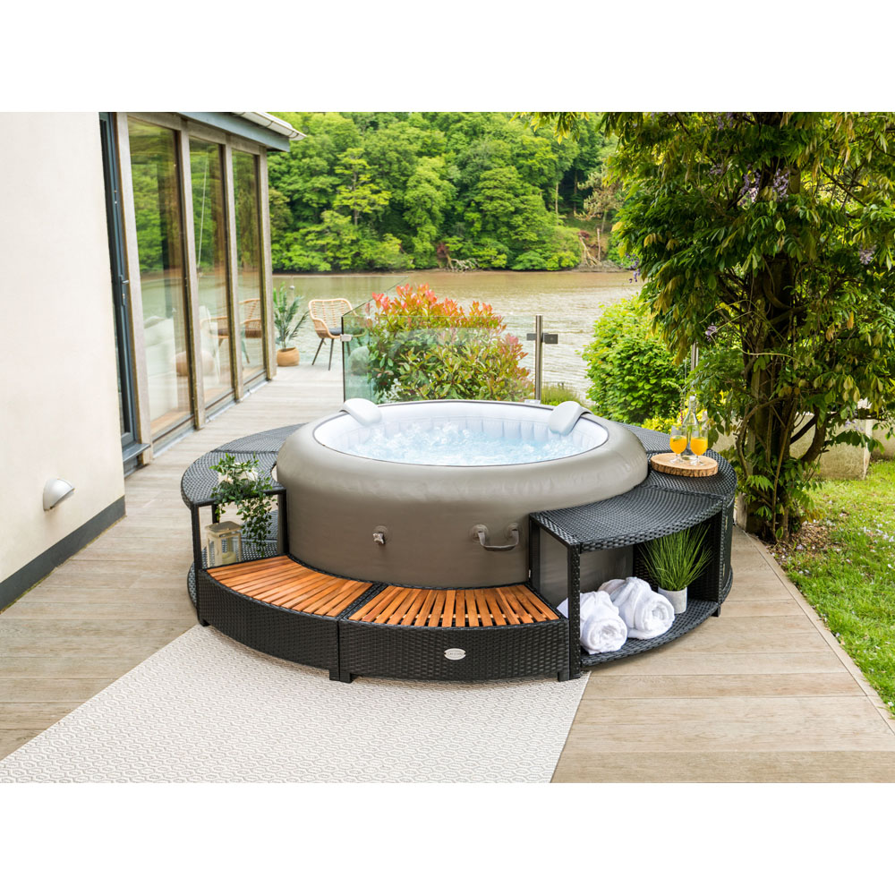 Lay-Z-Spa 2 Door 2 Shelf Black Round Rattan Spa Surround 200cm Image 4