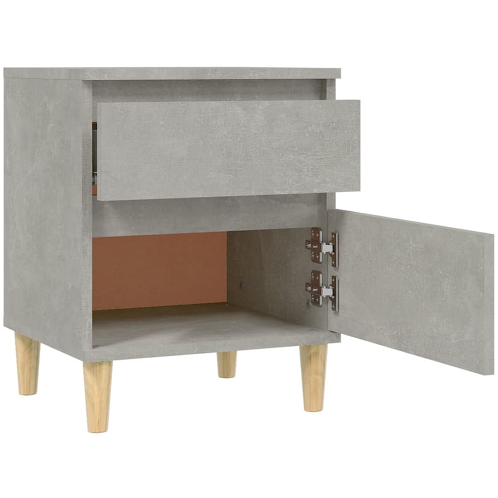 vidaXL Single Door Single Drawer Concrete Grey Bedside Cabinet Set of 2 Image 5