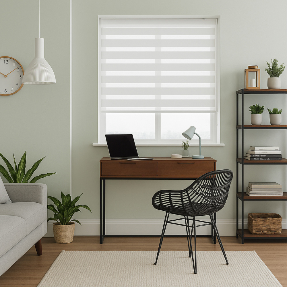 New Edge Blinds White Day and Night Zebra Roller Blind 100cm Image 5