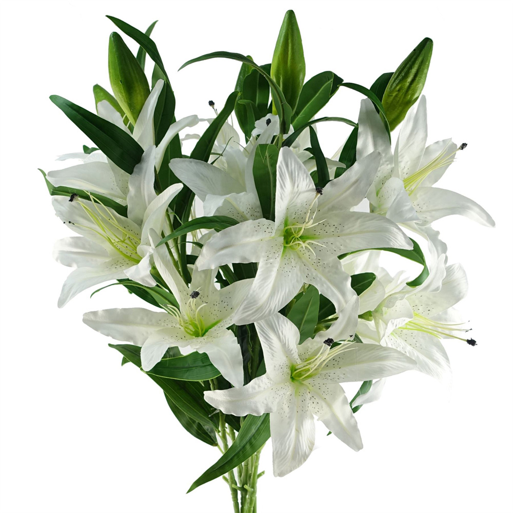 Leaf Large White Lily Single Stem Artificial Flower 3.3ft 6 Pack Image 4
