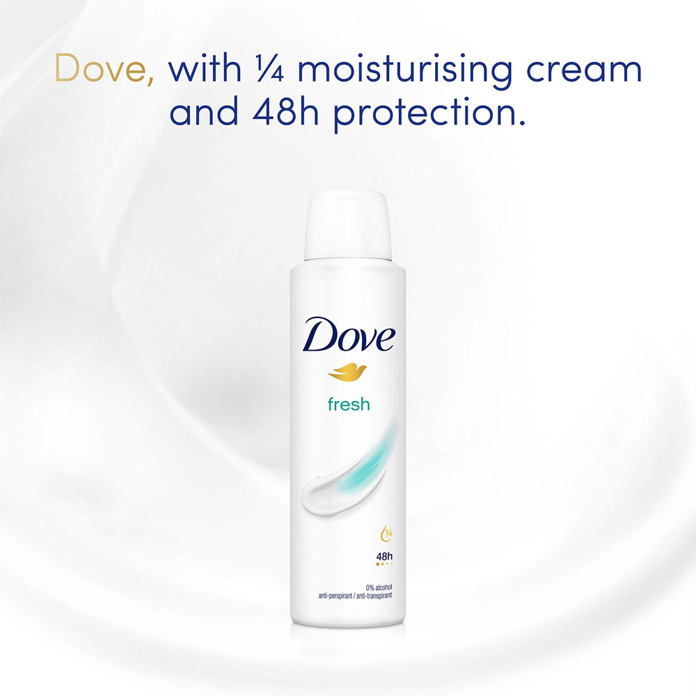 Dove Fresh Sweat Protection Women Anti-Perspirant Deo 150ml 24 Pack Image 5
