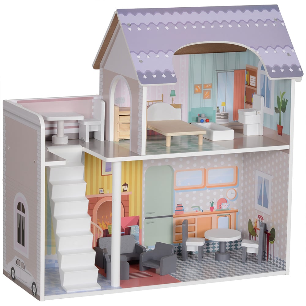 Tommy Toys 13 Pieces 2 Storey Dolls House Play Set Image 1